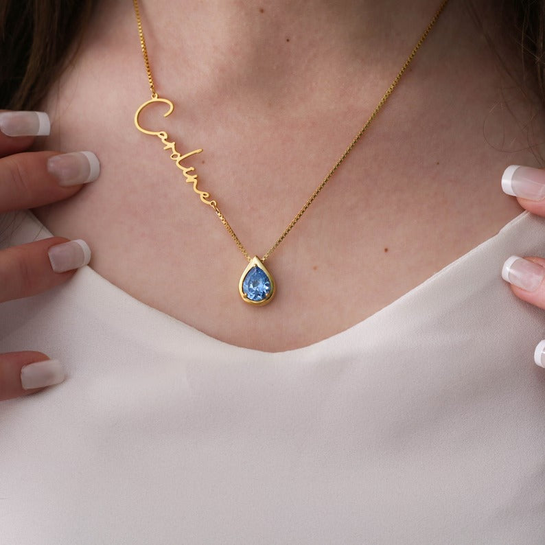 Customized Name Necklace With Stone