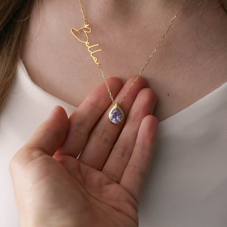 Customized Name Necklace With Stone