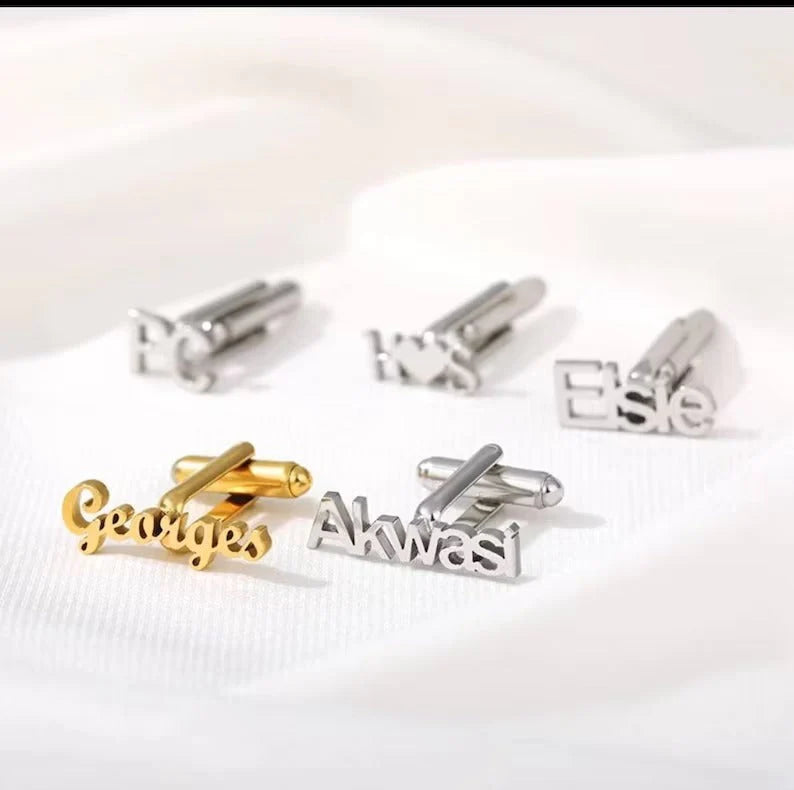 Custom Name Cufflinks | Letter Cufflinks | Groom Wedding Cufflinks