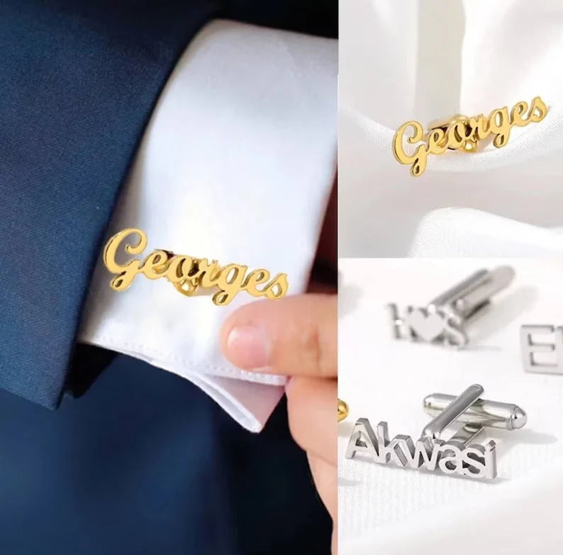 Custom Name Cufflinks | Letter Cufflinks | Groom Wedding Cufflinks