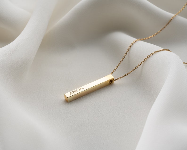 Personalized 3D Vertical Bar Necklace
