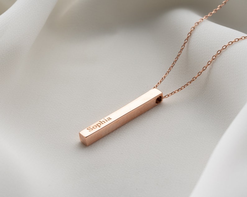 Personalized 3D Vertical Bar Necklace
