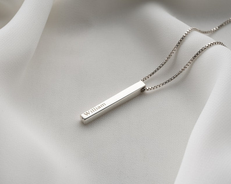 Personalized 3D Vertical Bar Necklace