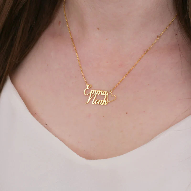 Personalized Double Name Heart Necklace