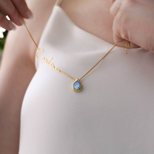 Customized Name Necklace With Stone