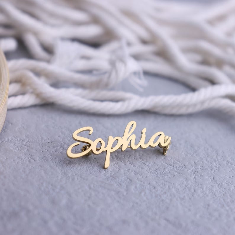 Customize Name Brooch – Personalized Silver/Golden Breastpin