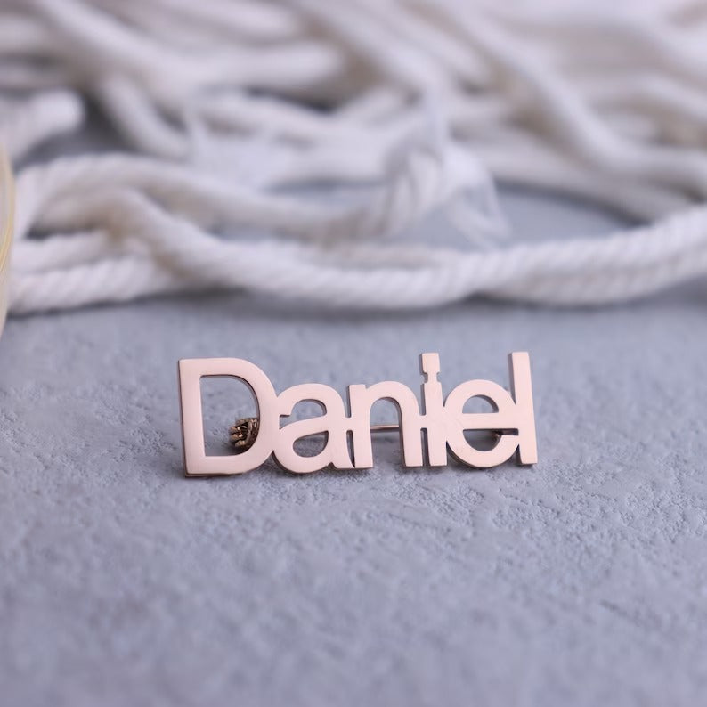 Customize Name Brooch – Personalized Silver/Golden Breastpin