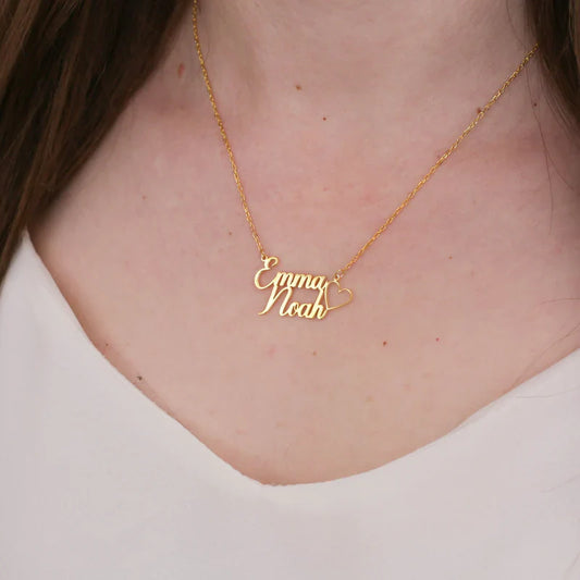 Personalized Double Name Heart Necklace